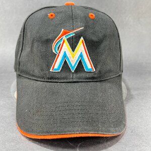 Miami Marlins MLB Strap Back Hat Cap TEI Black Baseball Athletic Logo Mens